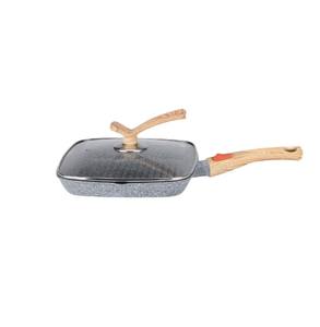 Mgc מטבח קלאסי 24 ס "מ מרובע טיגון מחבת אפור שחור נקודות לבן שחורות ידית נתיק כיסוי רצועת ארוך - Product Image 1