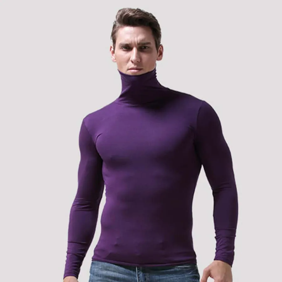 Men T-shirt High Quality Custom Autumn And Winter New Mens Muscle Fit Long Sleeve T Shirts With Turtle Neck Sports Wear