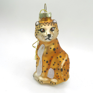 Hand Painted Colorful Glass Christmas Animal Ornaments Glass Bauble Christmas Items Tiger Hanging Ornament