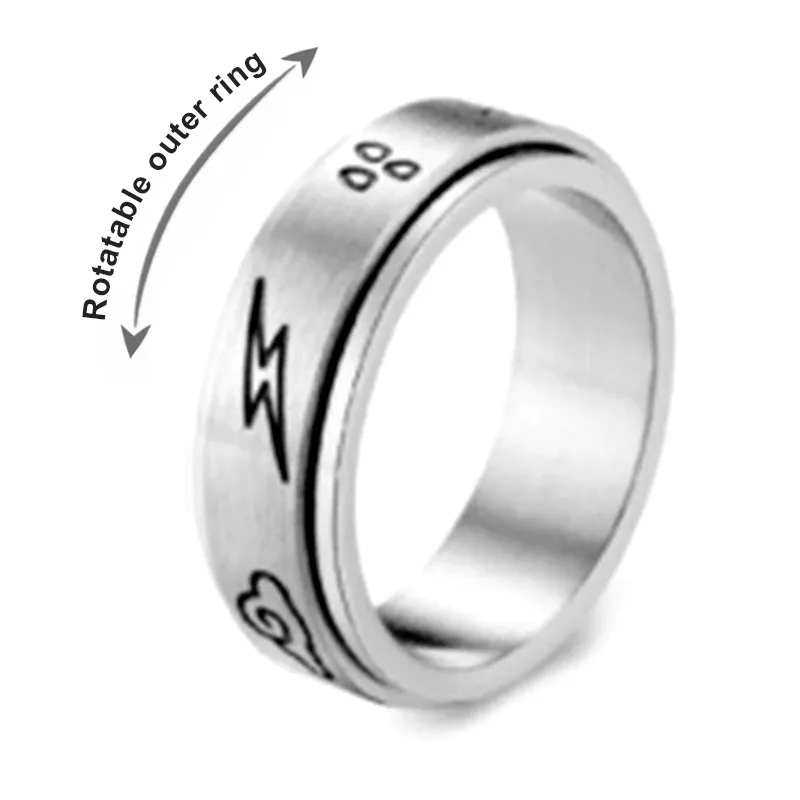 แหวนความวิตกกังวลของผู้ชายผู้หญิง,แหวนหมุนได้ทำจากสเตนเลสสตีลสไตล์พังก์อินเทรนด์ลายดวงจันทร์