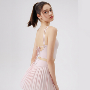 Débardeur de yoga pour femme à double bretelle et dos noué, col carré, rembourré, coupe ajustée, idéal pour le Pilates, la gym et le fitness – Vente en gros - Product Image 1