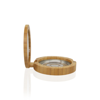 Étui à miroir compact en bambou rechargeable, emballage cosmétique écologique pour poudre, blush, illuminateur, palette de fards à paupières