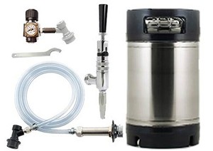 Kunden spezifisches Edelstahl-Kugel verriegelung fass system mit Gummi griff, CO2-Regler und Hahnsp ender - Product Image 3