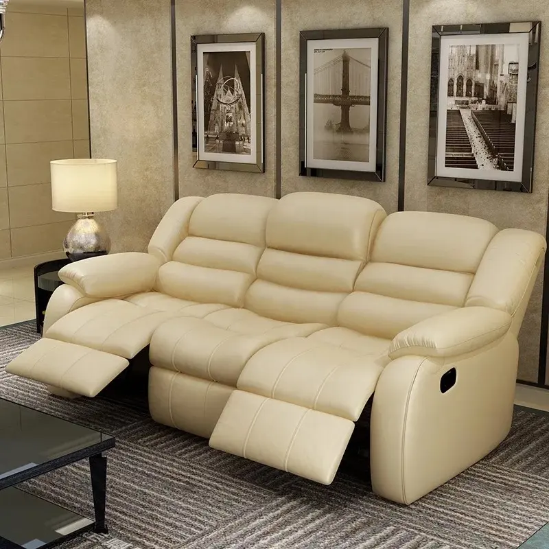 3 מושבים כורסת סלון ספה ממונע משמש עור כורסה