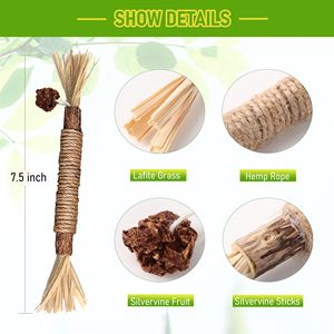 Bâtonnets de Soin Dentaire 100% Naturels pour Chat en Rotin et Herbe à Chat Argentée, Bâtonnets de Nettoyage des Dents à la Menthe pour Chatons, Jouets à Mâcher pour Chat - Product Image 5