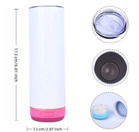 Tumbler Speaker Bluetooth 20oz, Stainless Steel, Vakum Terisolasi, Mug Perjalanan & Pesta, Model Ramping
