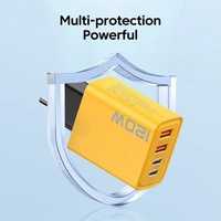 Adaptor pengisi daya USB Tipe C 120W 4 port, adaptor pengisi daya Cepat Tipe C untuk IPhone Samsung Xiaomi