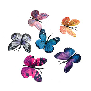 Fleurs artificielles papillon en tissu coloré, diamètre 7.5cm, matériaux pour épingles à cheveux, accessoires de photographie de mariage, décoration de la maison - Product Image 5
