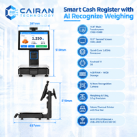 Caisse enregistreuse TPV avec balance IA, double écran 15,6 pouces Full HD, Android, pour supermarché, fruits et fruits de mer, paiement par QR Code, NFC, Wi-Fi 6