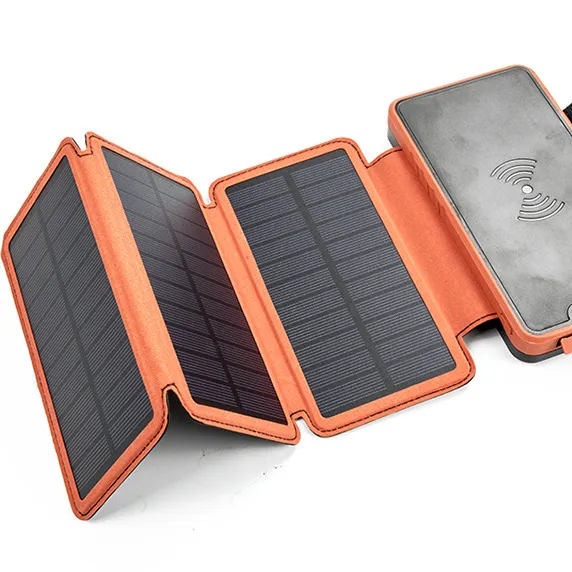 New Fast Charging Waterproof 10000mAh Solar Charger USB Ports Wireless Powerbank Solar Power Bank With Wireless Charger