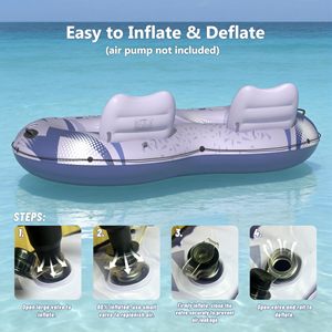 2 Person <b>Inflatable</b> River Tube Heavy Duty Adult <b>Pool</b> Float with Removable Cooler Cup Holders Lake River Water Tube - Product Image 4