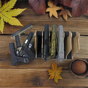 Wooden Toy Gun Display Rack With EVA Foam Inserts 4 6 Compartment Storage Organizer For Hobby Collection - Product Image 3