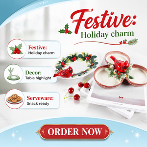 Bandeja de Servir de Cerámica con Diseño Festivo de Avispa Roja en 3D, Ideal para Presentar Postres o Frutas en Navidad en Casa - Product Image 2