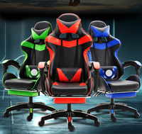 Chaise de bureau PC personnalisable avec logo, robuste, durable, économique, rouge, en cuir PU noir, style racing, pour gaming
