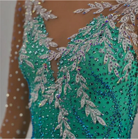 Robe de patinage sur mesure pour filles et adultes, jupe de patinage en spandex vert, tenue de danse, robe de patinage artistique pour compétition, enfants