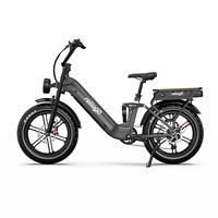 Vélo électrique Reliago OT08 Pro à double batterie, 48V 500W, pneus larges de 20 pouces, 7 vitesses, freins hydrauliques, étanche IPX4, charge utile de 120 kg
