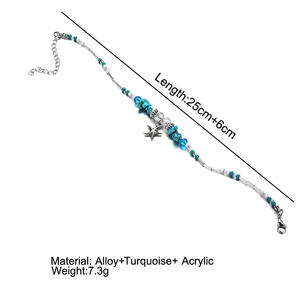 सस्ते सरल रेट्रो बीच स्टारफिश पेंडेंट फ़िरोज़ा चावल मनका पायल - Product Image 6