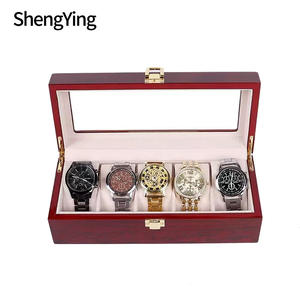 Usine personnalisé montre organisateur de stockage rectangulaire fenêtre transparente montre-bracelet emballage boîte de montre en bois 6 fentes avec tiroir - Product Image 2