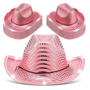 Chapeau de cowboy lumineux à paillettes argentées LED unisexe, style unisexe, lumineux rouge, décoration de <span class=keywords><strong>Noël</strong></span> pour filles et garçons, fournitures de fête de club, cadeaux de vacances - Product Image 6