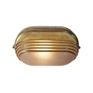 Chống Thấm Nước IP55 Nhôm E27 Đèn Ngoài Trời LED Brass Oval Vách Ngăn Tường Ánh Sáng