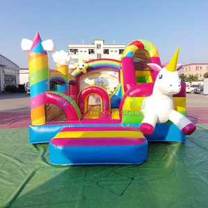 Château gonflable licorne pour enfants, avec toboggan, pour fêtes commerciales - Product Image 1