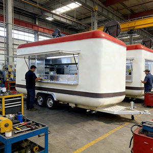 <b>Red</b> and White Retro Square Box Mobile Food Cart with Dual Wheels for Factory and Event Food Vending - Product Image 6