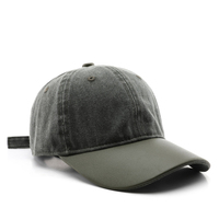 Gorra de Béisbol de 6 Paneles con Visera de Cuero, Logotipo Personalizado, Gorra Desgastada, Gorras de Algodón Lavado Estilo Dad Hat