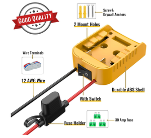 DIYパワーホイールバッテリーアダプター対応20Vバッテリーコンバーターキットスイッチ内蔵アダプターヒューズホルダー & ワイヤー端子 - Product Image 5