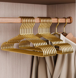 Cintres robustes classiques en acier inoxydable doré et argenté antidérapants pour l'organisation des vêtements et la présentation <span class=keywords><strong>de</strong></span> vestes dans le salon - Product Image 3