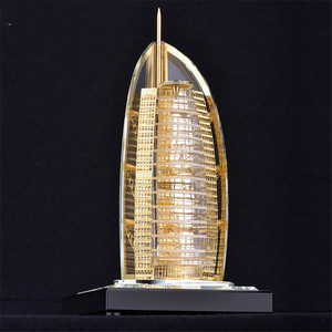 Handmade tùy chỉnh 3D vàng pha lê BURJ AL ARAB khách sạn mô hình độc đáo xây dựng thủ công mỹ nghệ - Product Image 2