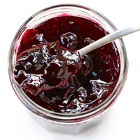 Confiture de fruits au cassis riche, tartinade de baies de qualité supérieure, confiture sucrée, petit déjeuner, garniture pour dessert, exportation