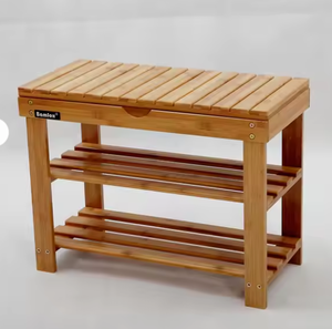 Étagère à chaussures en bambou durable et économique à 3 niveaux et étagère ou <span class=keywords><strong>banc</strong></span> pour le <span class=keywords><strong>rangement</strong></span> de chaussures, vêtements, livres pour le salon - Product Image 4