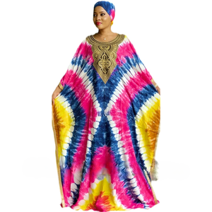 Designer Women's Tie Dye <b>Kaftan</b> Style Dress With O-Neckline Washable Feature Elegant Lounge <b>Beach</b> Resort Wear Maxi - Product Image 1