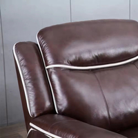 Canapé fonctionnel pour salon, siège confortable, canapé inclinable en cuir marron 3 places