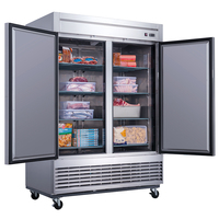 Congélateur vertical professionnel en acier inoxydable à double porte pour cuisine de restaurant, réfrigérateur à contrôle numérique