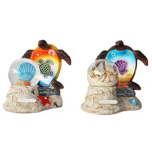 كرة ثلجية تذكارية مخصصة على شكل سلحفاة بحرية مع صدف وأحجار رملية، هدايا سياحية للشواطئ الاستوائية - Product Image 1