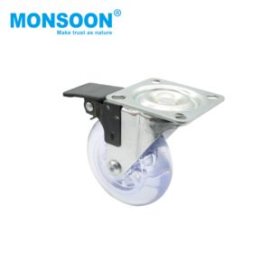 Roulettes pivotantes silencieuses pour meubles, roulettes transparentes en PU avec frein pour chaise de bureau - Product Image 1