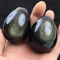 Œuf en obsidienne naturelle, effet doré et argenté, œuf de cristal poli à la main, pierre de guérison, décoration de Pâques, artisanat en cristal pour la méditation
