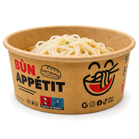Bol alimentaire en papier kraft imprimé sur mesure pour nouilles, riz et autres plats, emballage jetable à emporter avec couvercles en option, vente en gros
