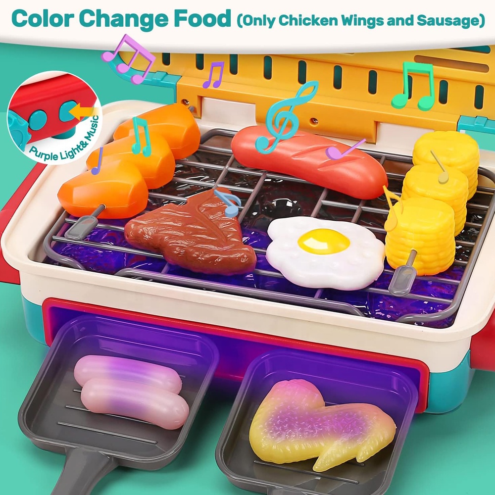 Juguete De Barbacoa Infantil Con Humo Realista | Cute Stone, Juego De Cocina Con Accesorios Rosa
