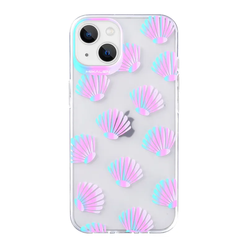 Mikalen Summer Spring Shell Leaves Flowers Transparent Tpu Mobile Phone Case Cover for iPhone 14 13 12 Pro Max