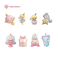 Ballons en Mylar à l'effigie de personnages de dessins animés mignons (Licorne, Planète, Fille) pour gâteau d'anniversaire, boîte cadeau, fête d'anniversaire d'enfants et baby shower