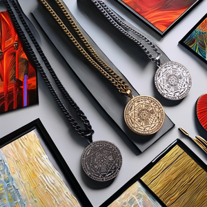 Collana Vintage settimo Angel Seal in acciaio inox smalto collana pendente con oro reale galvanica nella fornace - Product Image 2