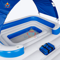 Île flottante gonflable avec auvent - Flotteur de piscine familial pour 6 personnes pour la fête aquatique estivale au lac/à la plage