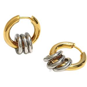 Boucles d'oreilles créoles géométriques en acier inoxydable torsadé en métal plaqué or platine pour femmes bijoux étanches - Product Image 4