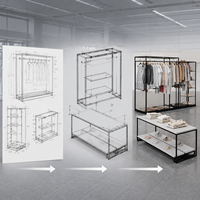 Aménagements de présentation sur mesure pour salles d'exposition de marques de mode, mobilier haut de gamme pour magasins de vêtements commerciaux, équipement complet pour la vente au détail