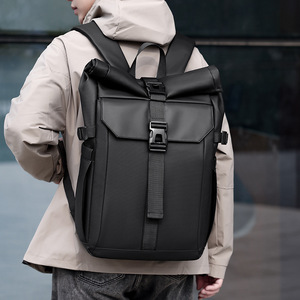 กระเป๋าเป้สะพายหลังแบบม้วนสำหรับผู้ชายความจุขนาดใหญ่ กระเป๋าเดินทางแบบสะพายไหล่คู่กันน้ำสำหรับการเดินทางเพื่อธุรกิจและการพักผ่อนกลางแจ้ง - Product Image 4