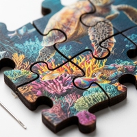 3D-головоломка из дерева: Морская черепаха, коралловый риф, медуза, морская звезда. Подводный мир. Лазерная резка, 5 мм, матовая отделка. Подарочная коробка. Игрушка для самостоятельной сборки.