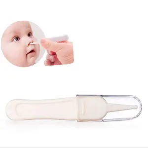8.6厘米白色镊子，用于婴儿鼻屎清洁器婴儿鼻子塑料夹，带透明盖 + opp袋