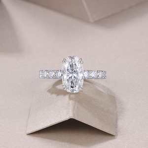 Fabbrica originale all'ingrosso gioielli da donna eleganti anelli sottili Moissanite anelli d'<span class=keywords><strong>argento</strong></span> taglio ovale grandi gemma anelli classici - Product Image 3